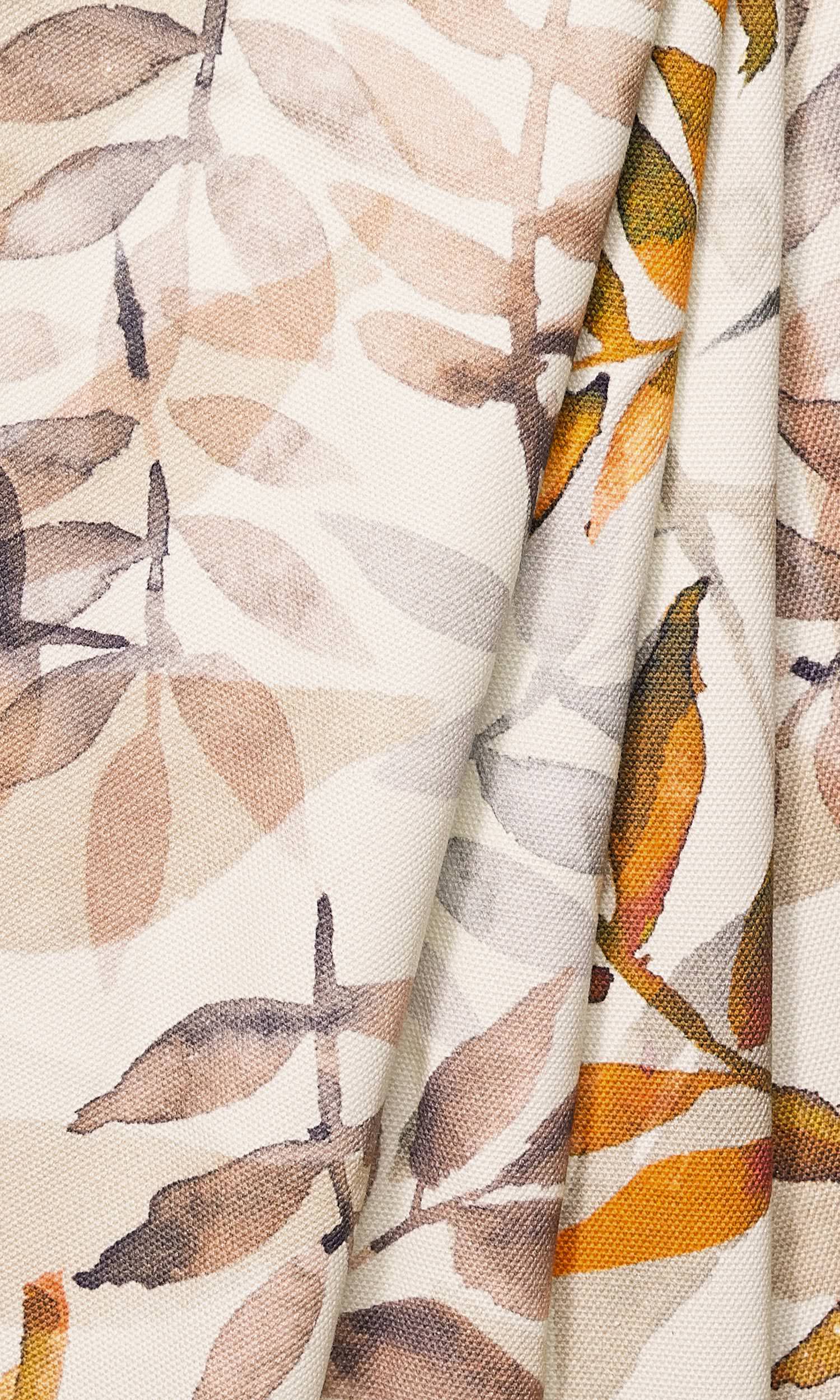 Floral Cotton Window Treatments Fabric By the Metre (Orange/ Gray/ Brown)
