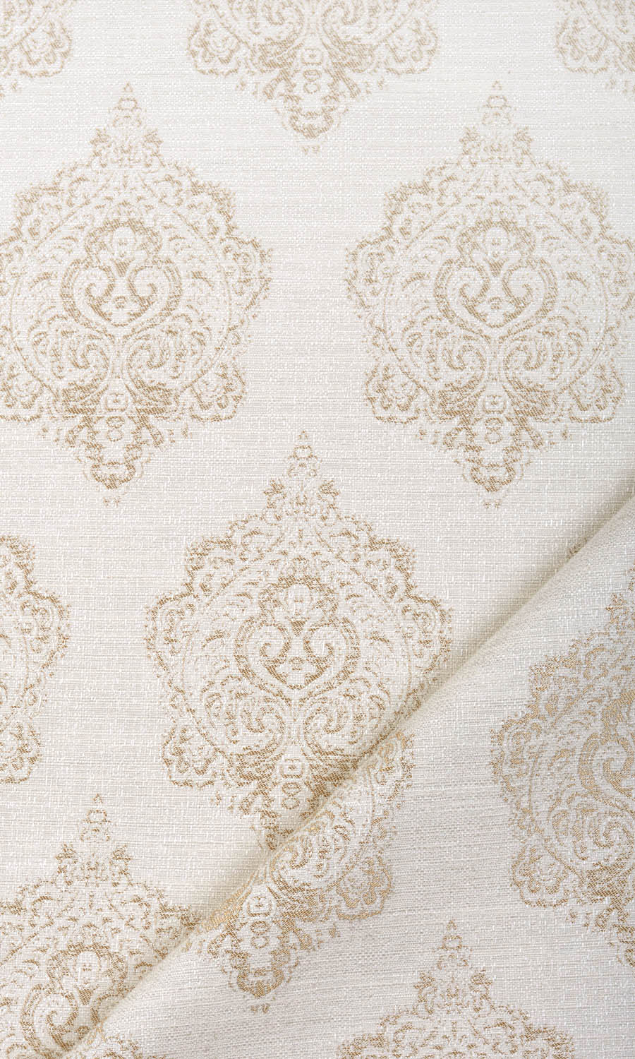 Damask Home Textile Fabric Material By the Metre (Off White/ Pale Beige)