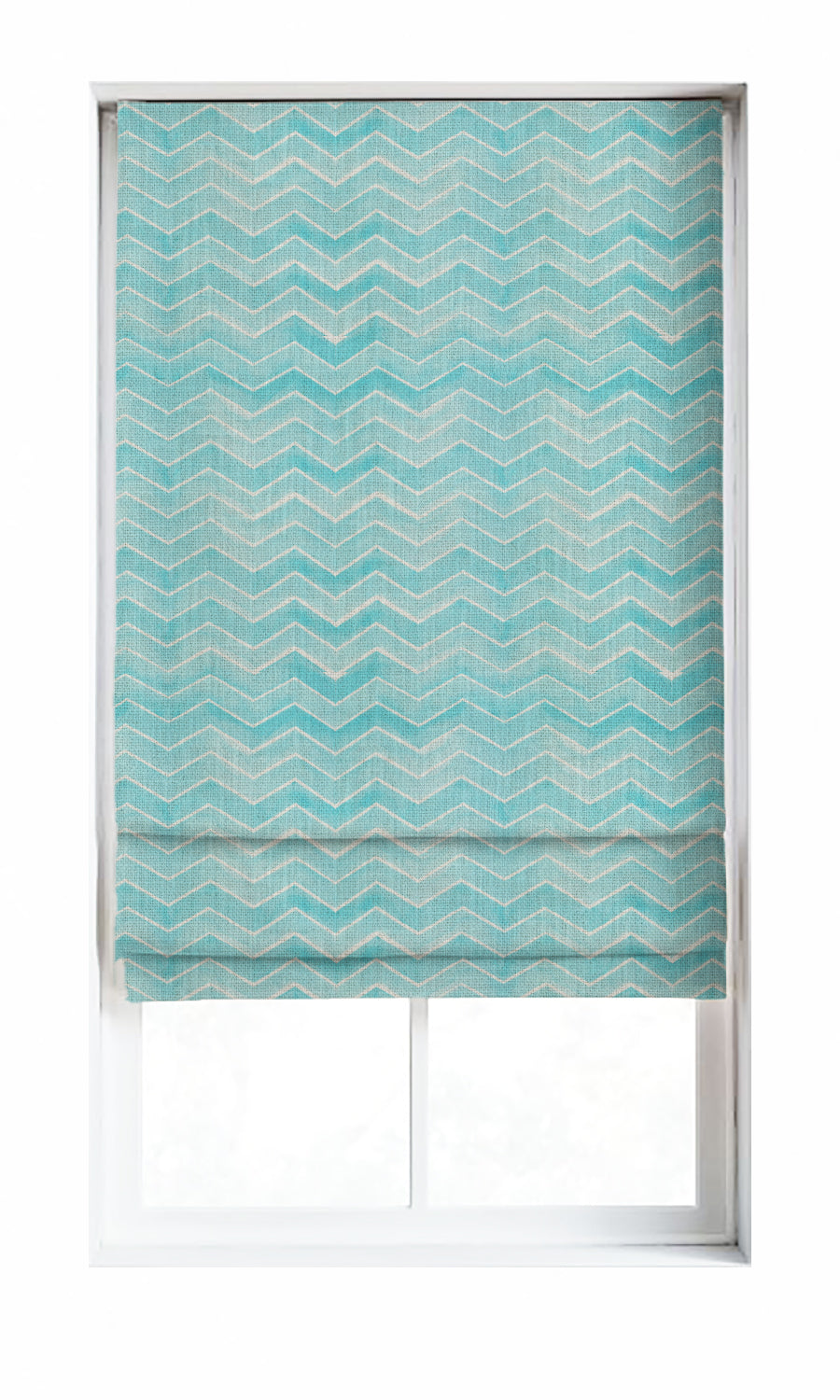 Chevron Print Window Treatments Fabric By the Metre (Eggshell White/ Blue)
