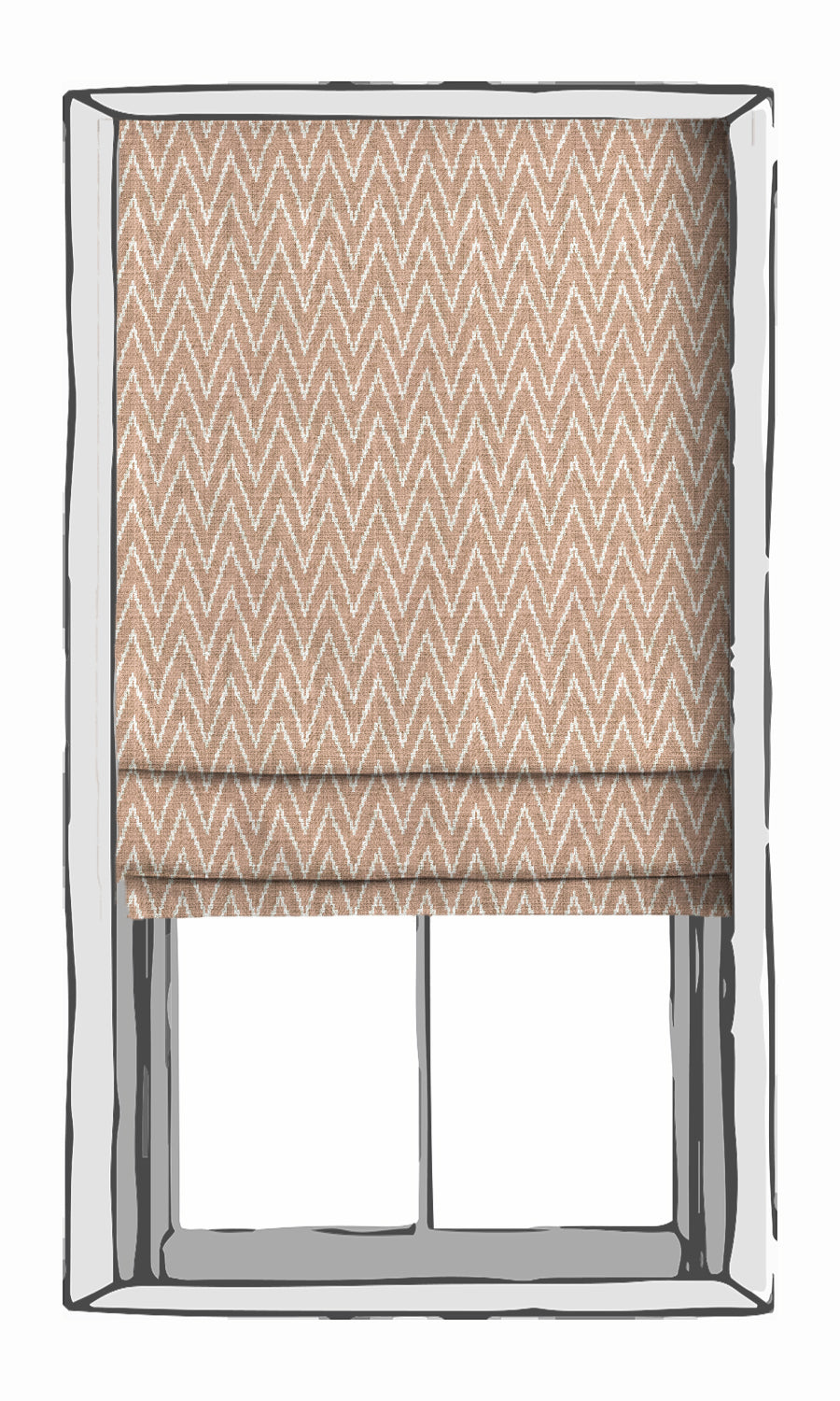 Chevron Print Fabric Material By the Metre (Blush Pink/ White)