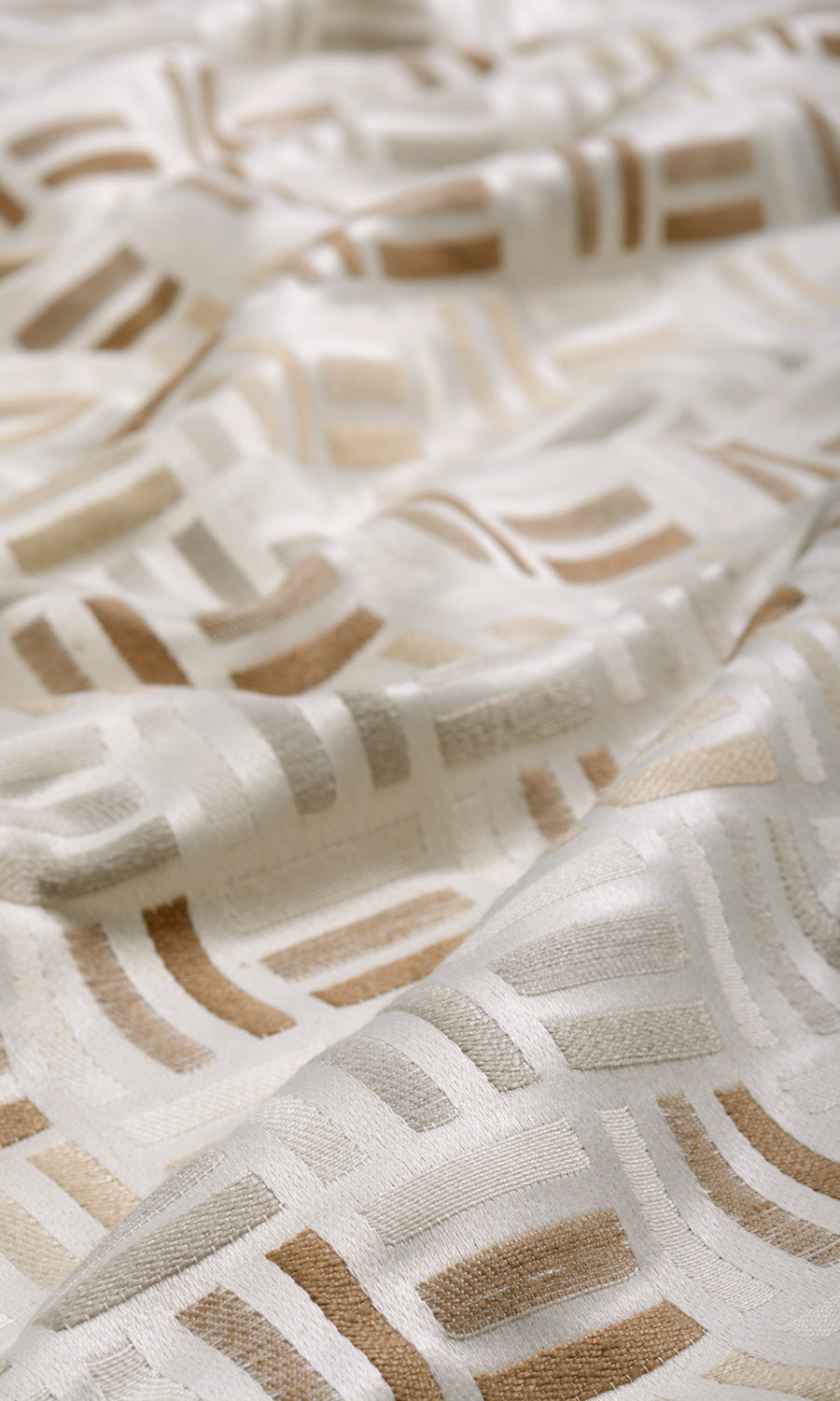 Woven Print Fabric By the Metre for Roman Blinds & Shades (Beige/ Brown)