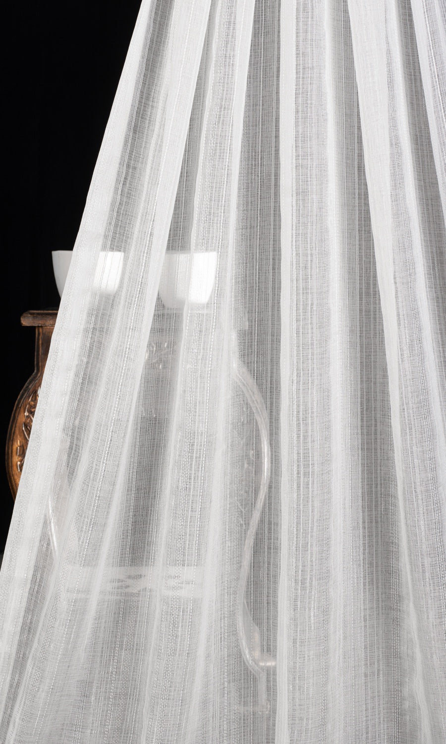 Textured Striped Sheer Flat, Plain, Fake, Faux, European Relaxed Roman Blinds (White)