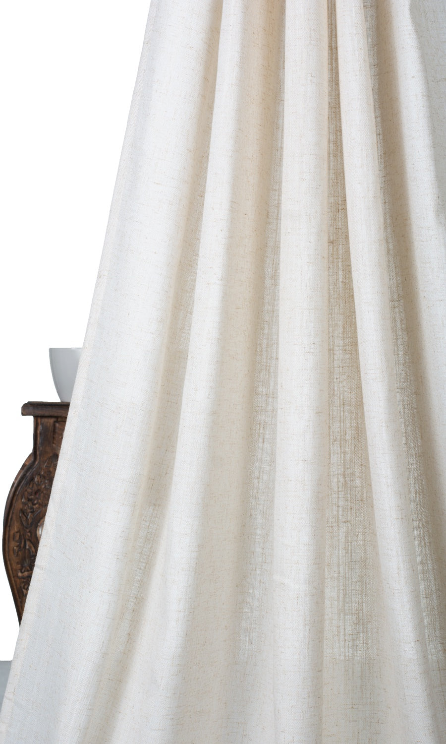 Semi-Sheer Linen Texture Flat, Plain, Fake, Faux, European Relaxed Roman Blinds (Cream)
