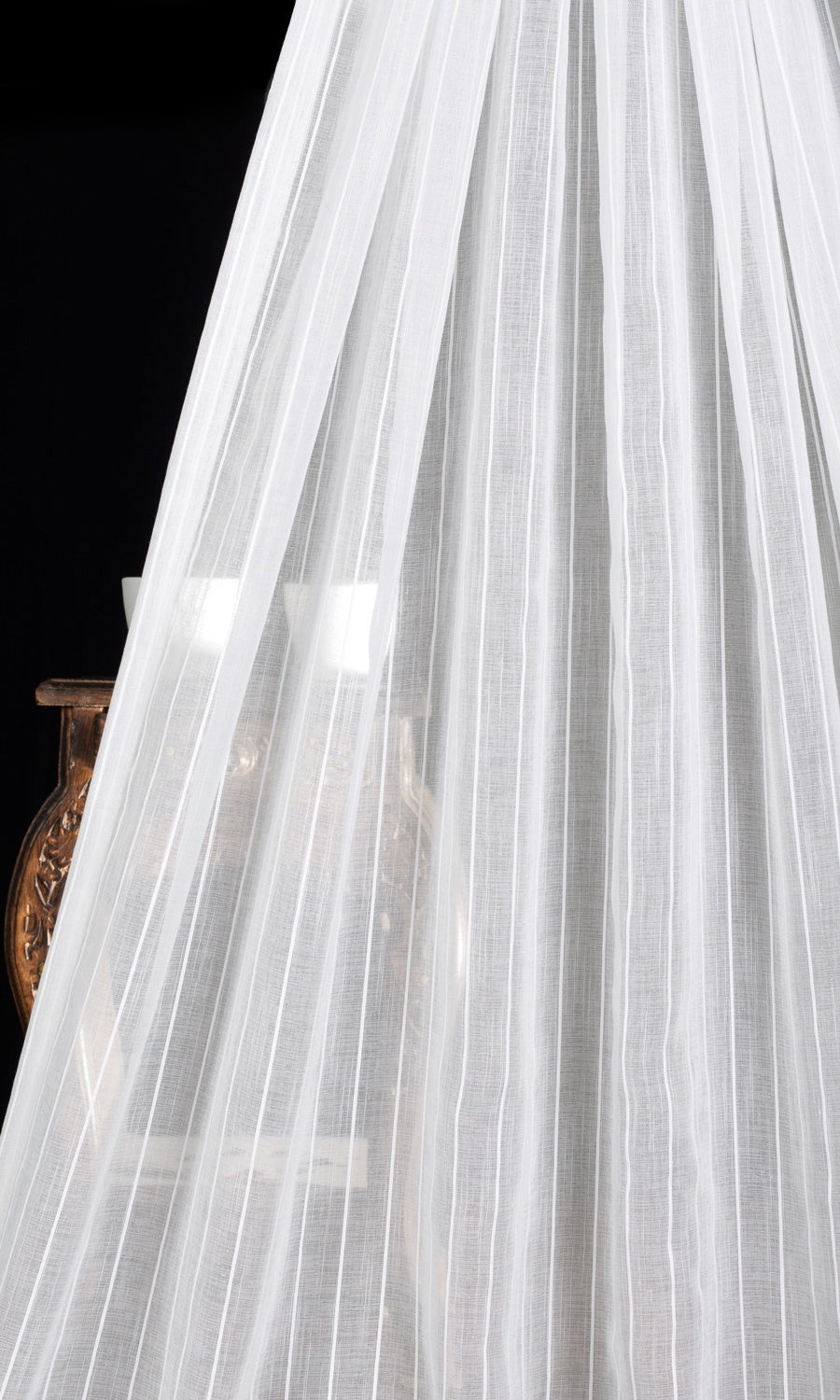 Striped Sheer Home Textile Fabric Material By the Metre (White)