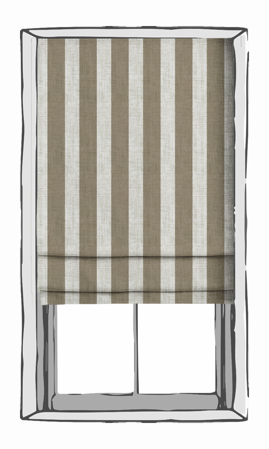 Modern Striped Flat, Plain, Fake, Faux, European Relaxed Roman Blinds (Brown/ White)