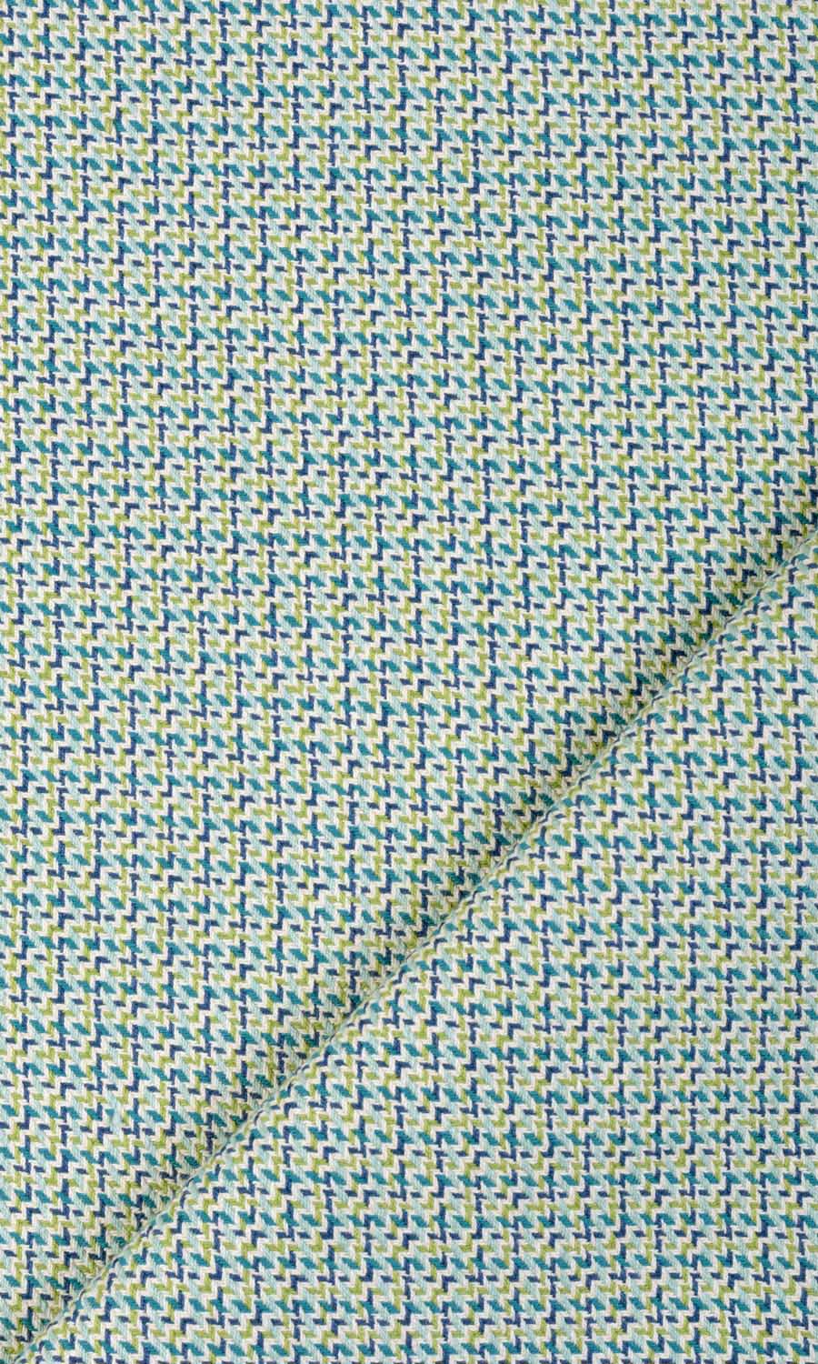 Houndstooth Patterned  Free Fabric Material Sample (Blue/ Green)
