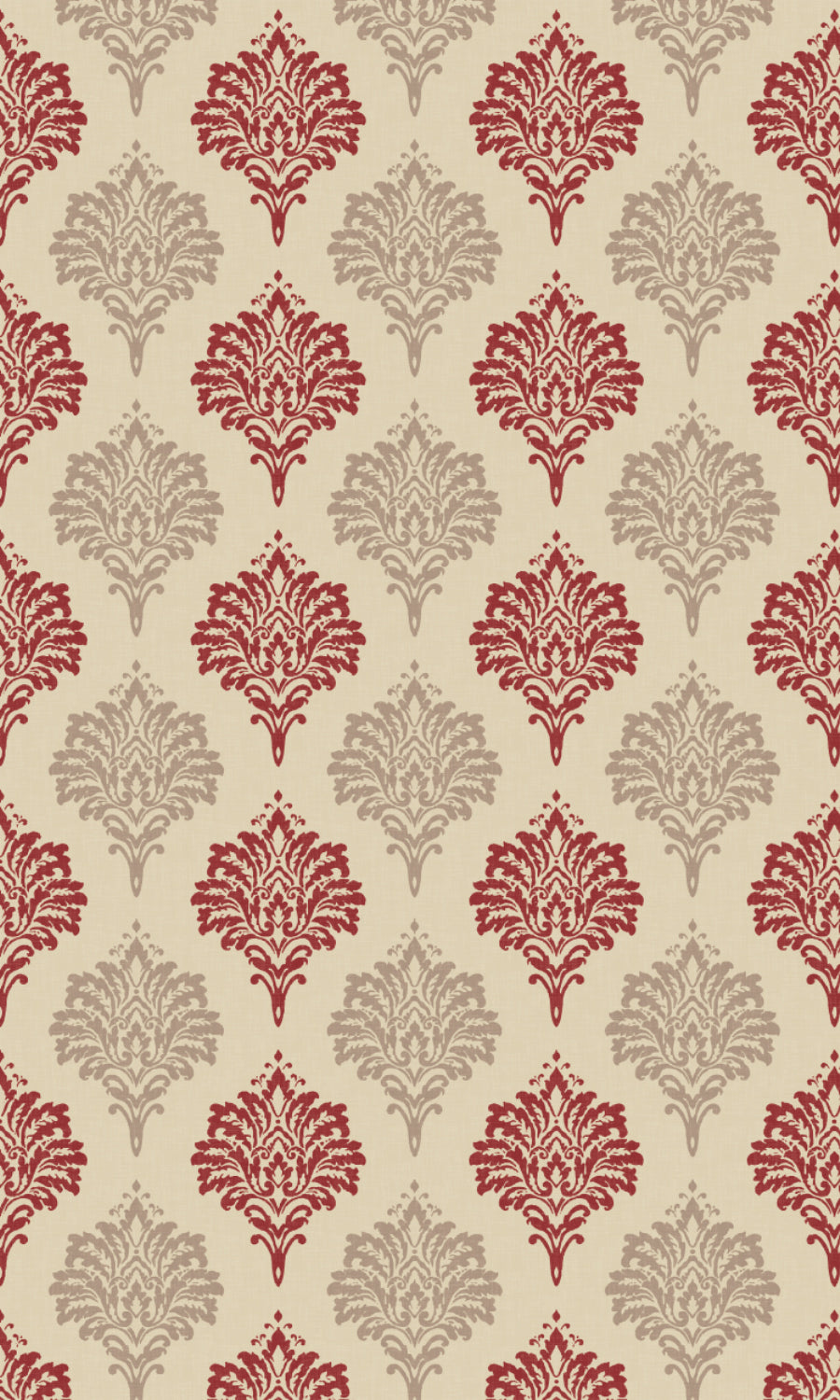 Damask Dimout Home Textile Fabric Material Sample (Red/ Stone Grey)