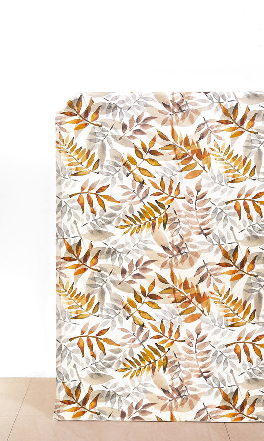 Floral Cotton Home Décor Fabric By the Metre (Orange/ Gray/ Brown)