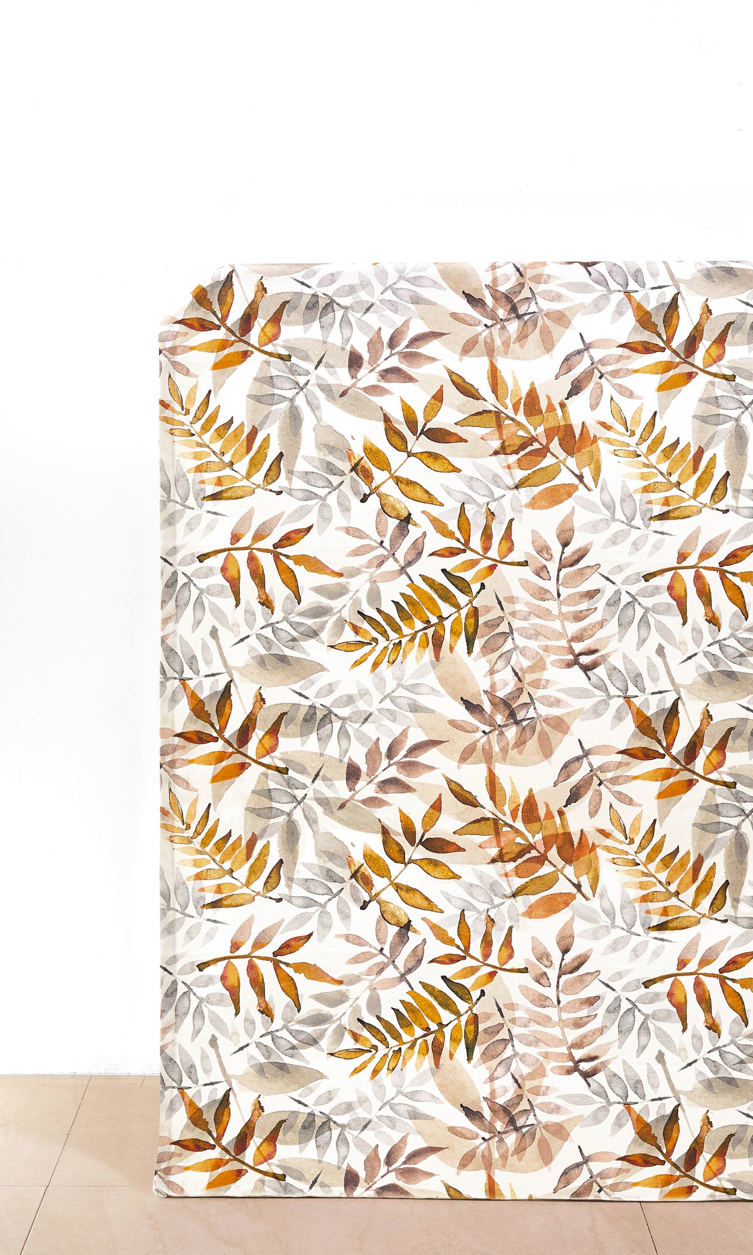 Floral Cotton Home Décor Fabric By the Metre (Orange/ Gray/ Brown)