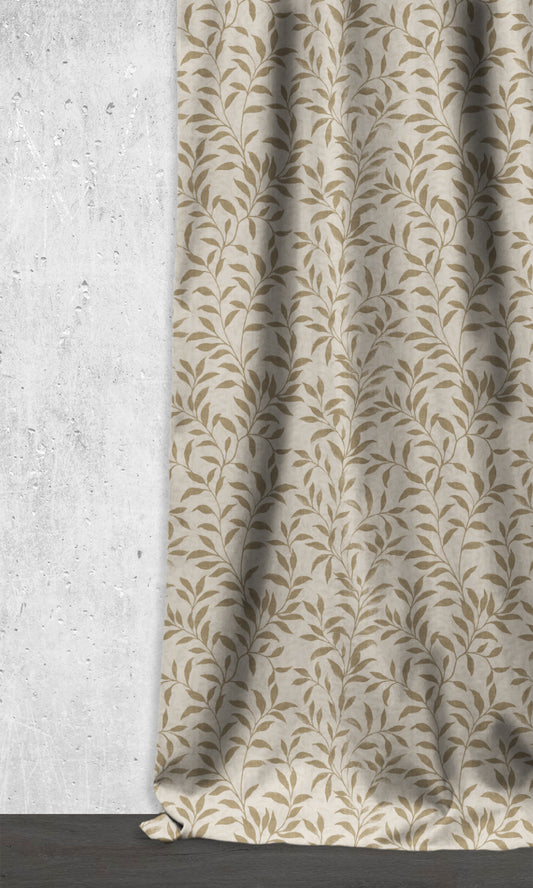 Dimout Floral Blinds (Eggshell White/ Brown)
