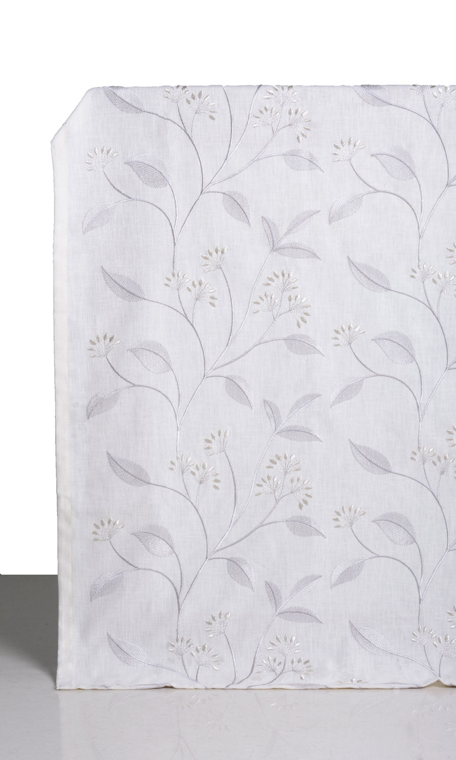 Floral Embroidery Window Treatments Fabric Sample (White/ Cream)