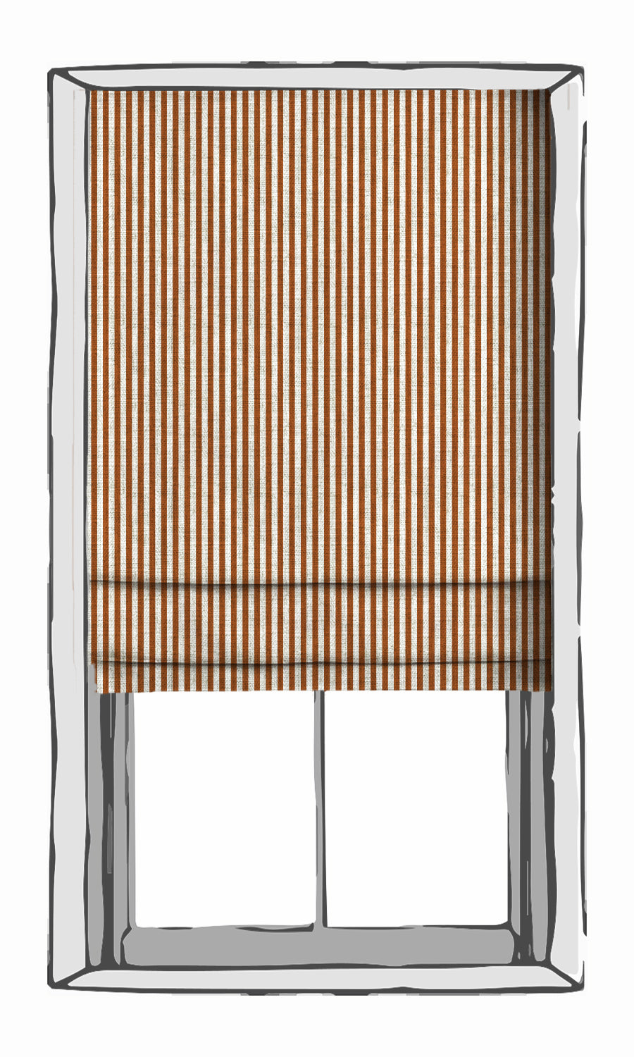 Modern Striped Shades (Burnt Orange/ White) Extra Long Short Wide