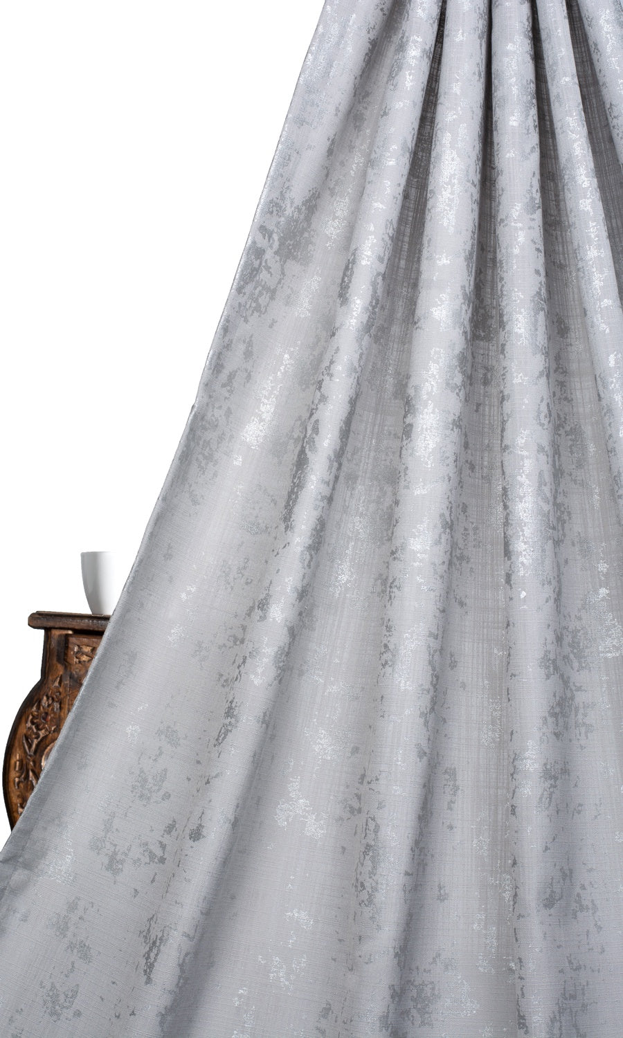Metallic Abstract Print Home Textile Fabric Material By the Metre (Silver)