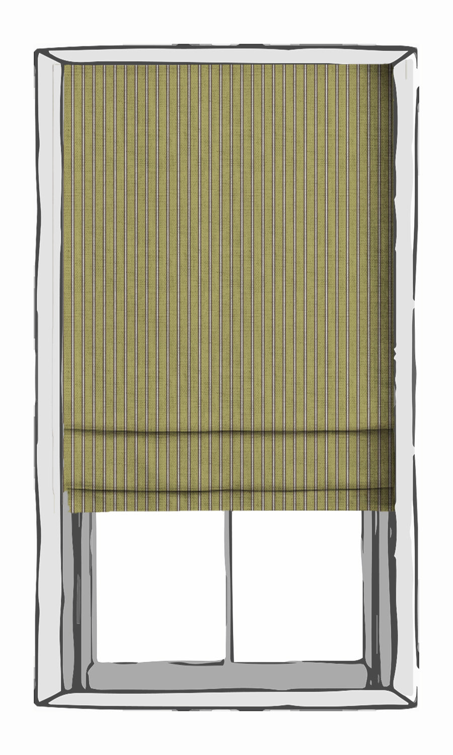 Striped Fabric Material By the Metre (Chartreuse Green/ Brown)