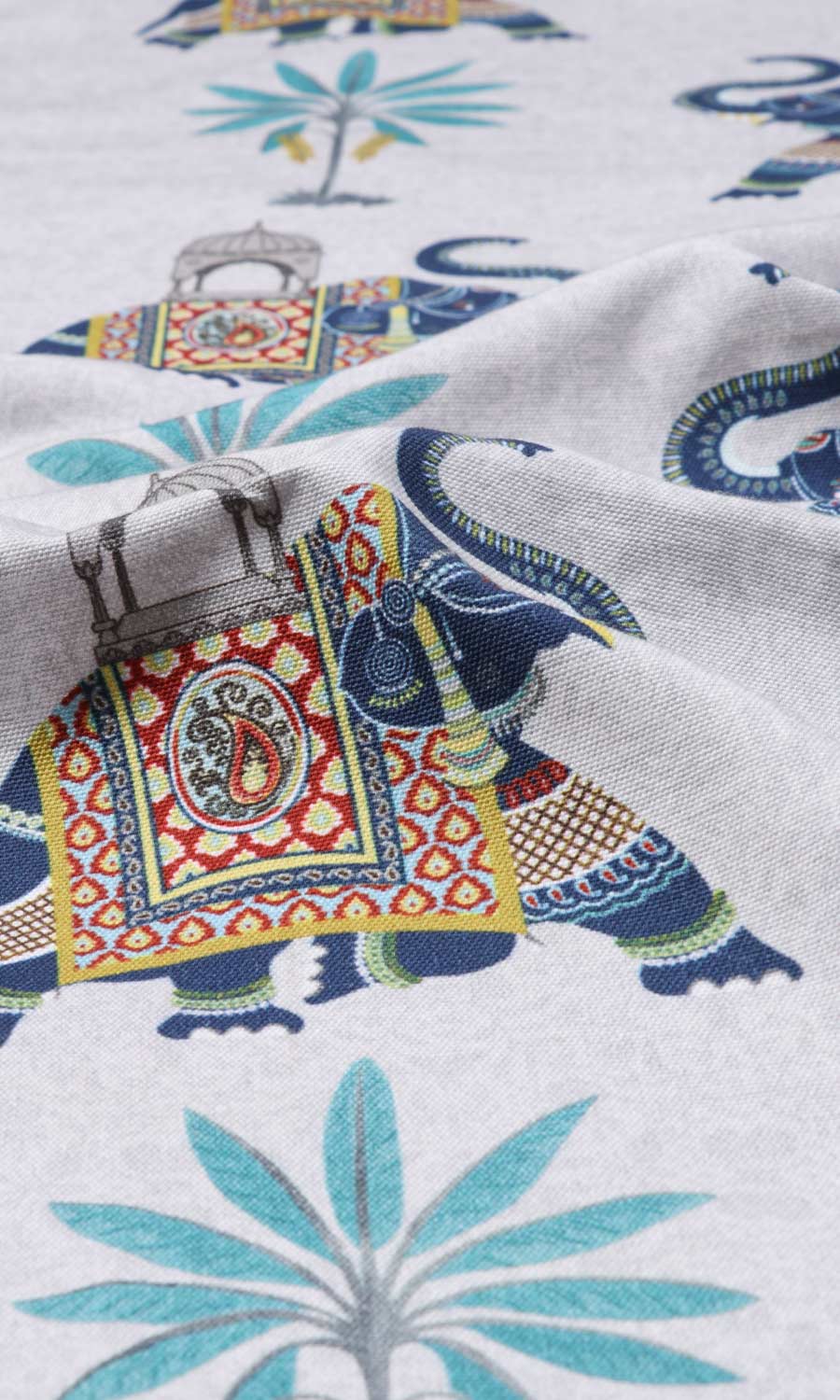 Printed Cotton Roman Blinds (Grey/ Blue) for Living, Bedroom, Kitchen, Bathroom