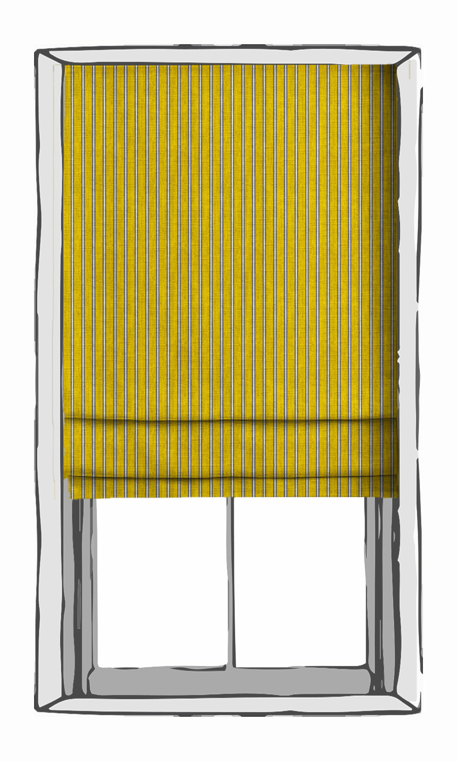 Striped Roman Blinds (Sunflower Yellow) for Living, Bedroom, Kitchen, Bathroom