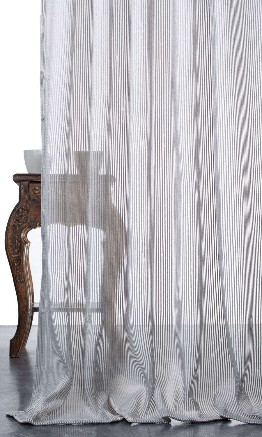 Striped Sheer Made-to-Measure Roman Blinds (Grey)