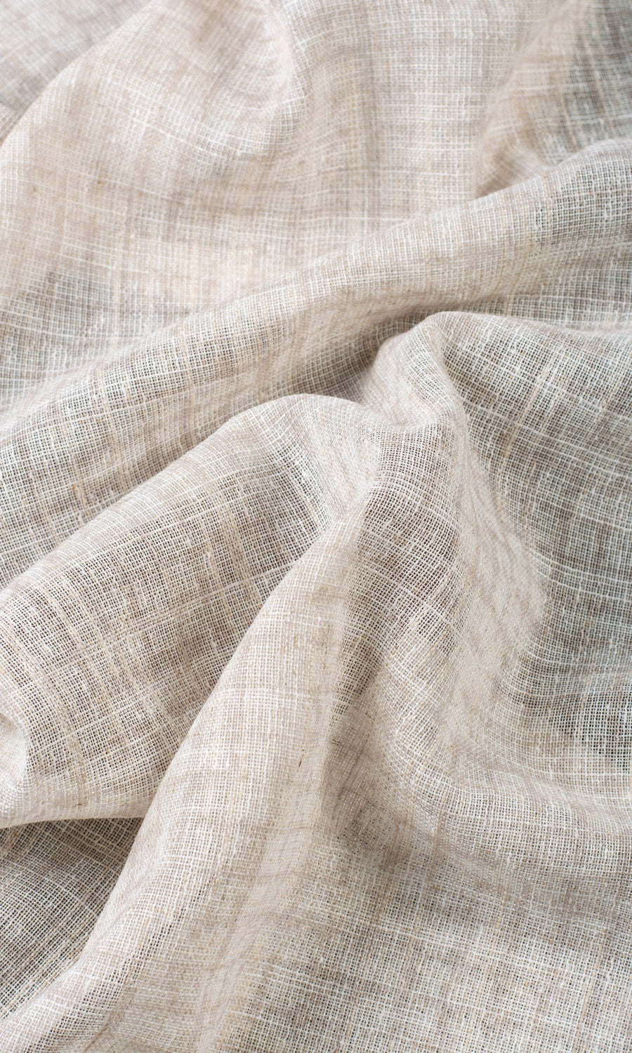 Checked Sheer Home Décor Fabric By the Metre (Cream/ Pale Beige)