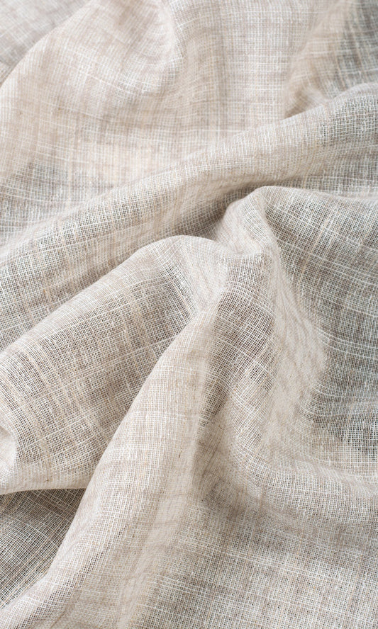 Checked Sheer Home Décor Fabric By the Metre (Cream/ Pale Beige)