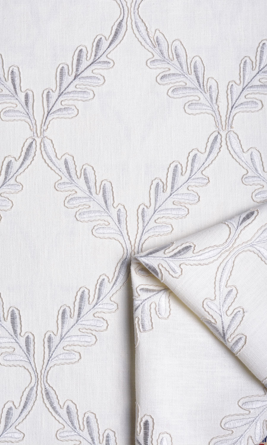 Poly-Linen Embroidered Made-to-Measure Roman Blinds (White/ Cream)