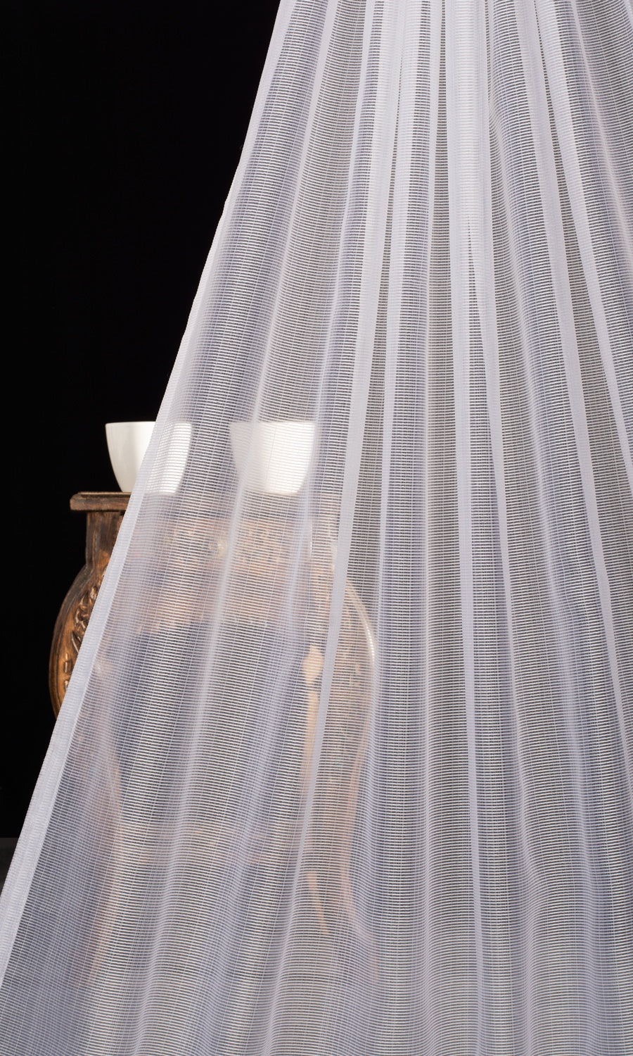 Textured Sheer Home Textile Fabric Material By the Metre (White)