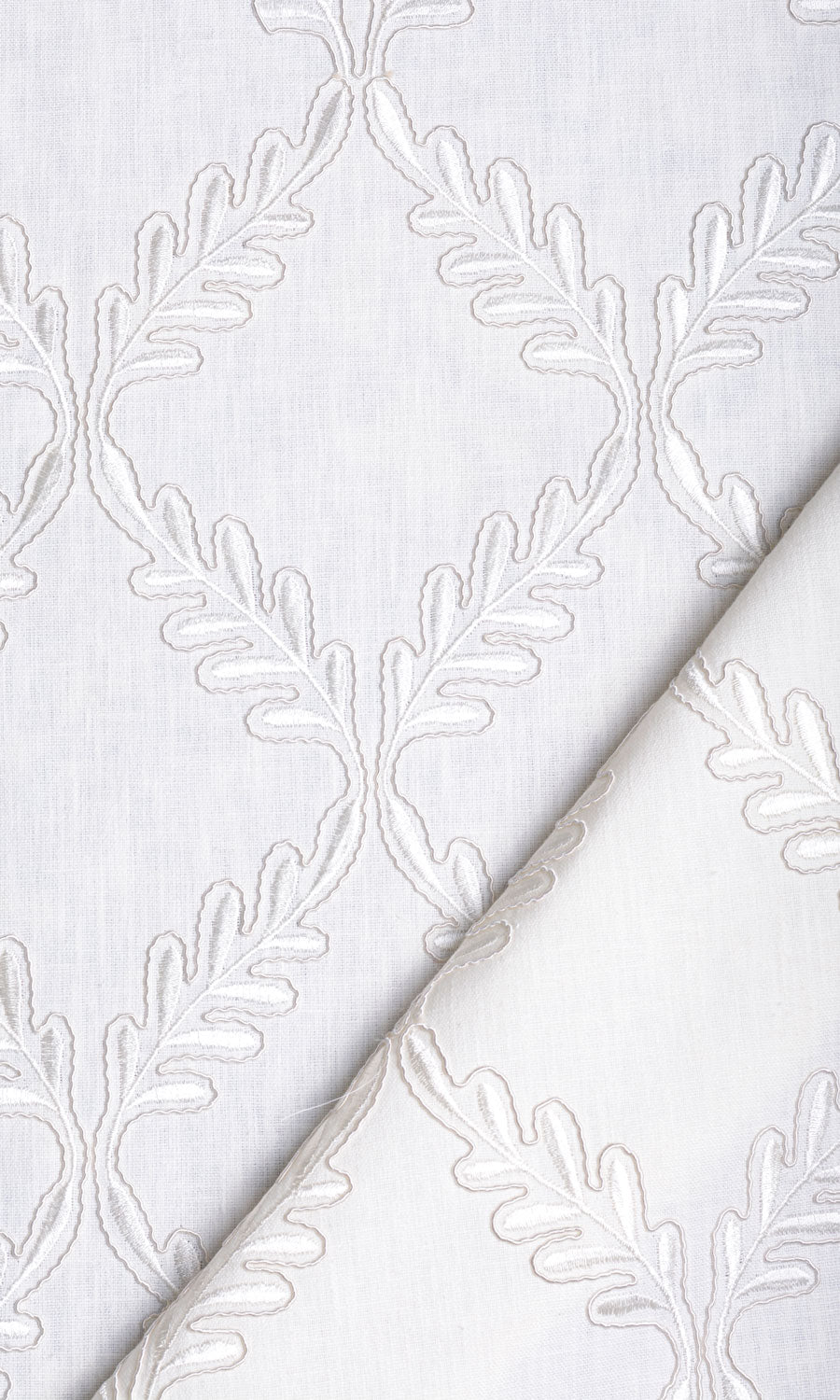 Poly-Linen Embroidered Blinds (White/ Cream) Extra Long Short Wide