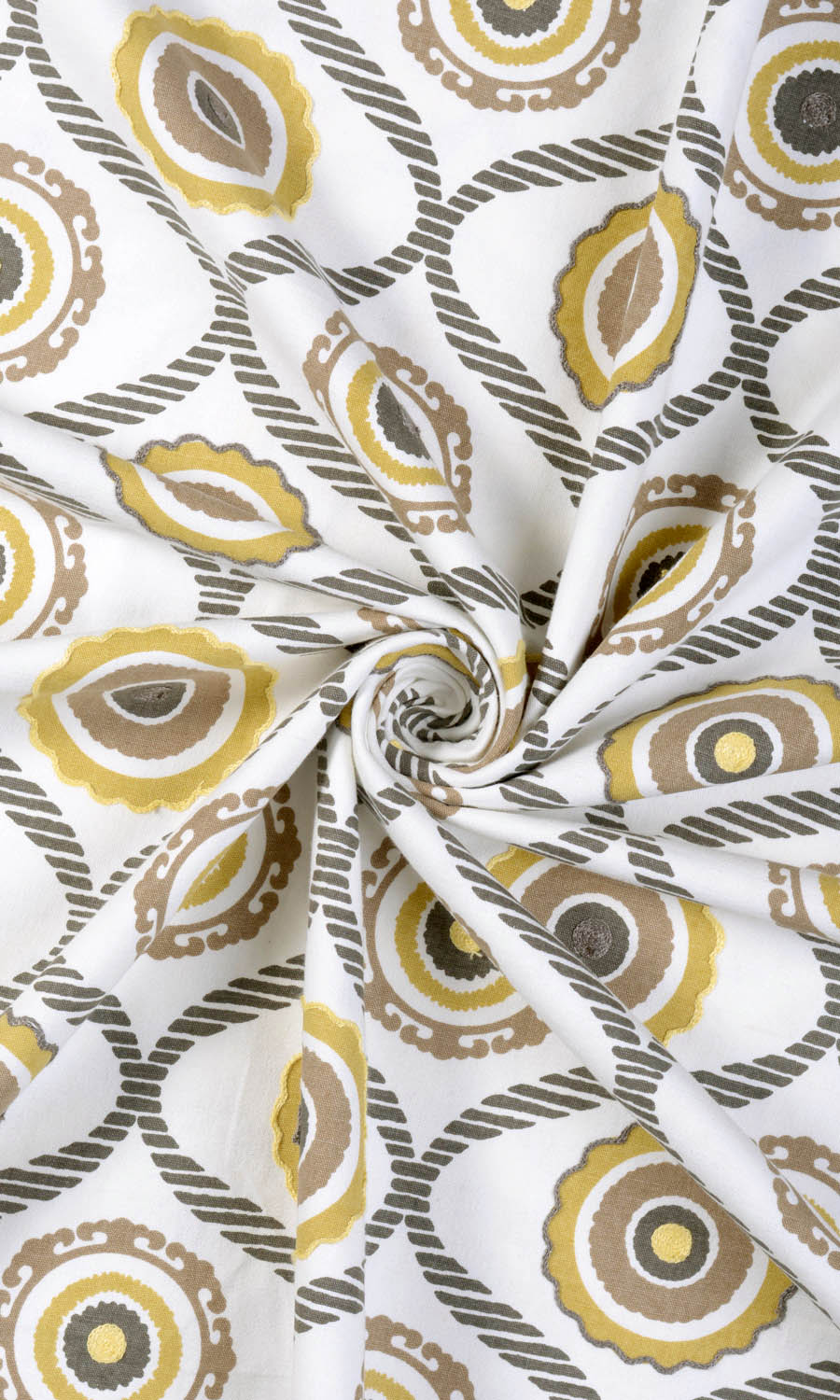 Printed Cotton Free Fabric Material Sample (Ocher Yellow/ Gray/ Brown)