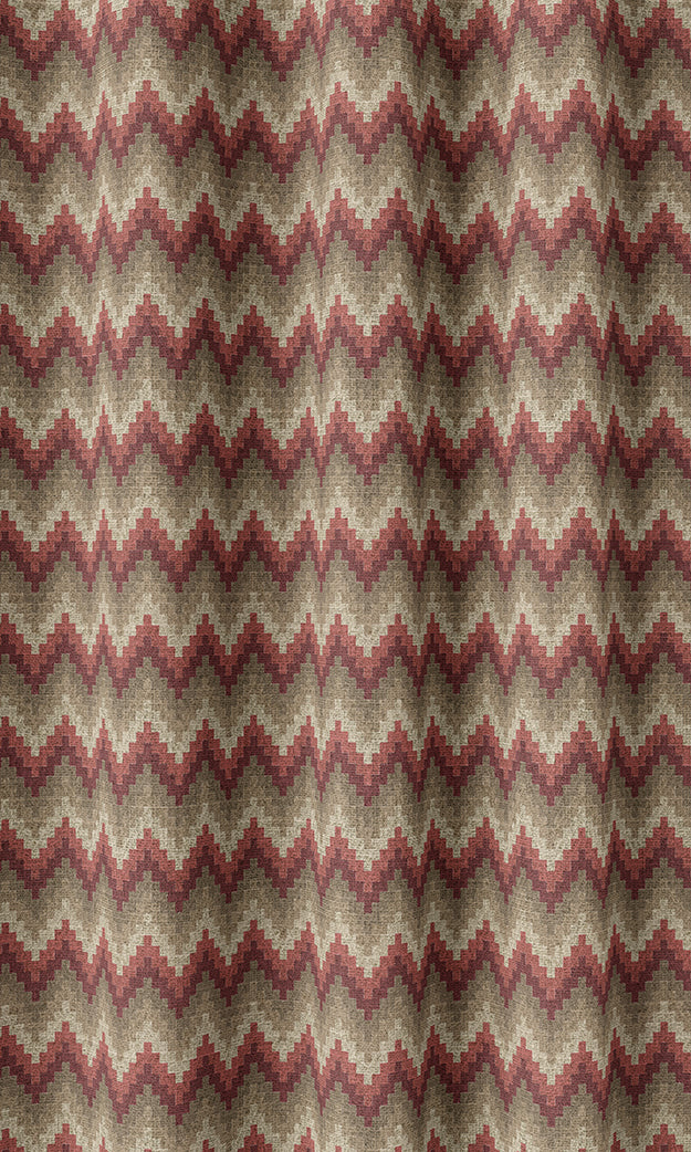 Chevron Patterned Flat, Plain, Fake, Faux, European Relaxed Roman Blinds (Red & Brown)