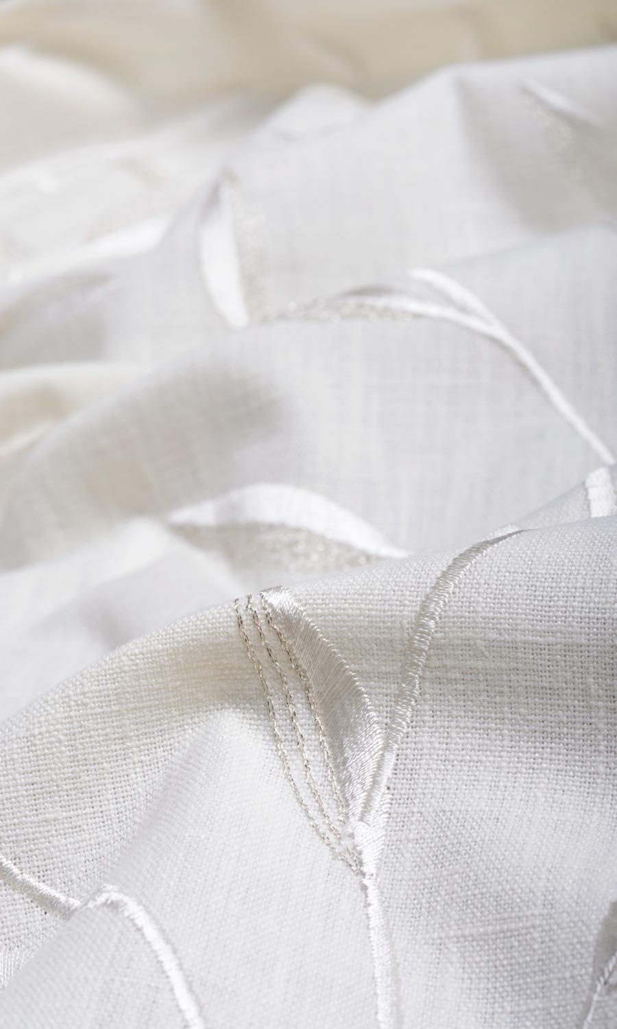 Floral Embroidery Blinds (White/ Cream) Extra Long Short Wide