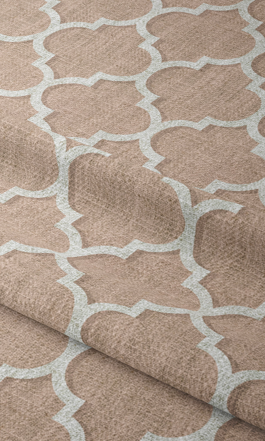 Trellis Tile Print Window Treatments Fabric Sample (Blush Pink/ White)