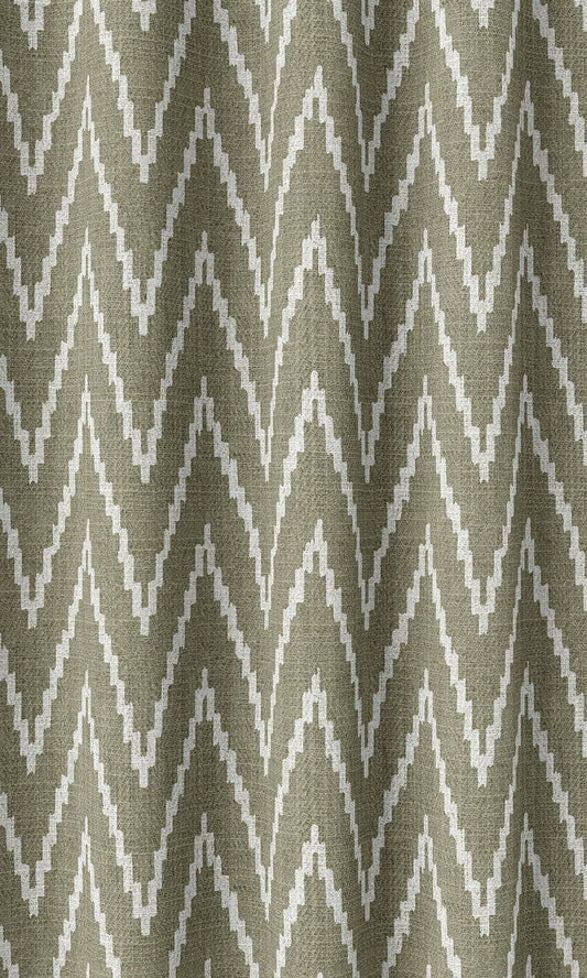 Chevron Print Home Décor Fabric By the Metre (Green/ White)