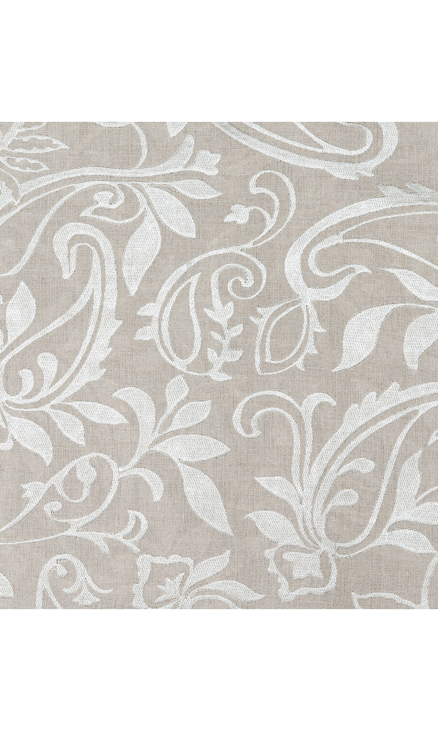 Floral Embroidered Linen Home Textile Fabric Material By the Metre (Brown)