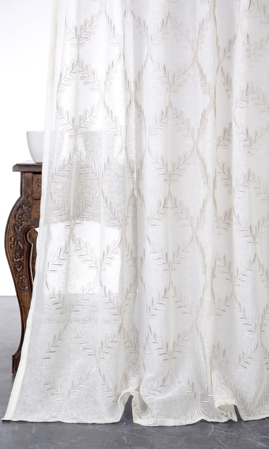 Sheer Floral Embroidered Shades (White/ Cream)