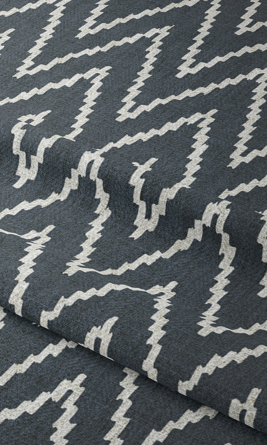 Chevron Print Window Treatments Fabric Sample (Petrol Blue/ White)