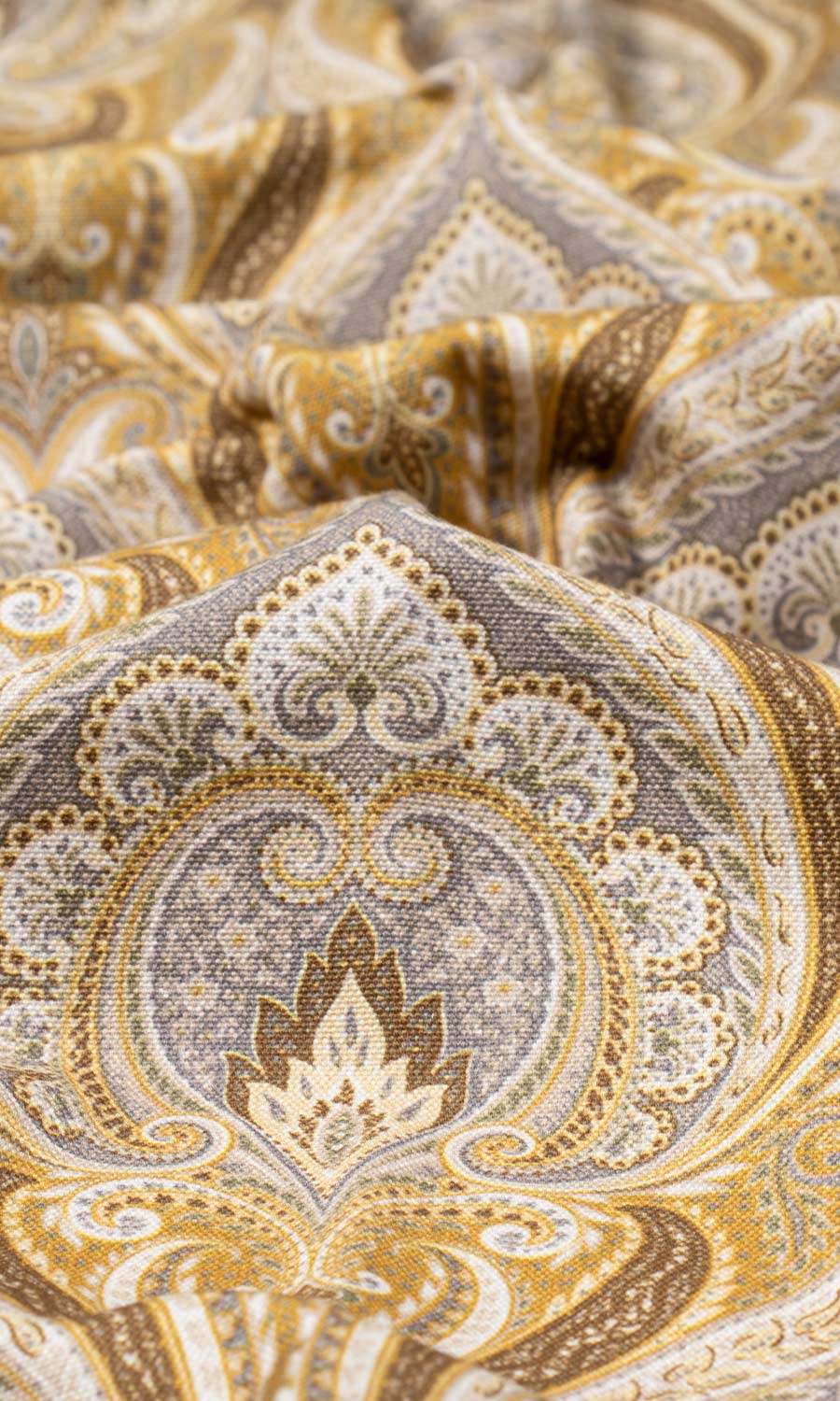 Floral Damask Flat, Plain, Fake, Faux, European Relaxed Roman Blinds (Grey/ Yellow)