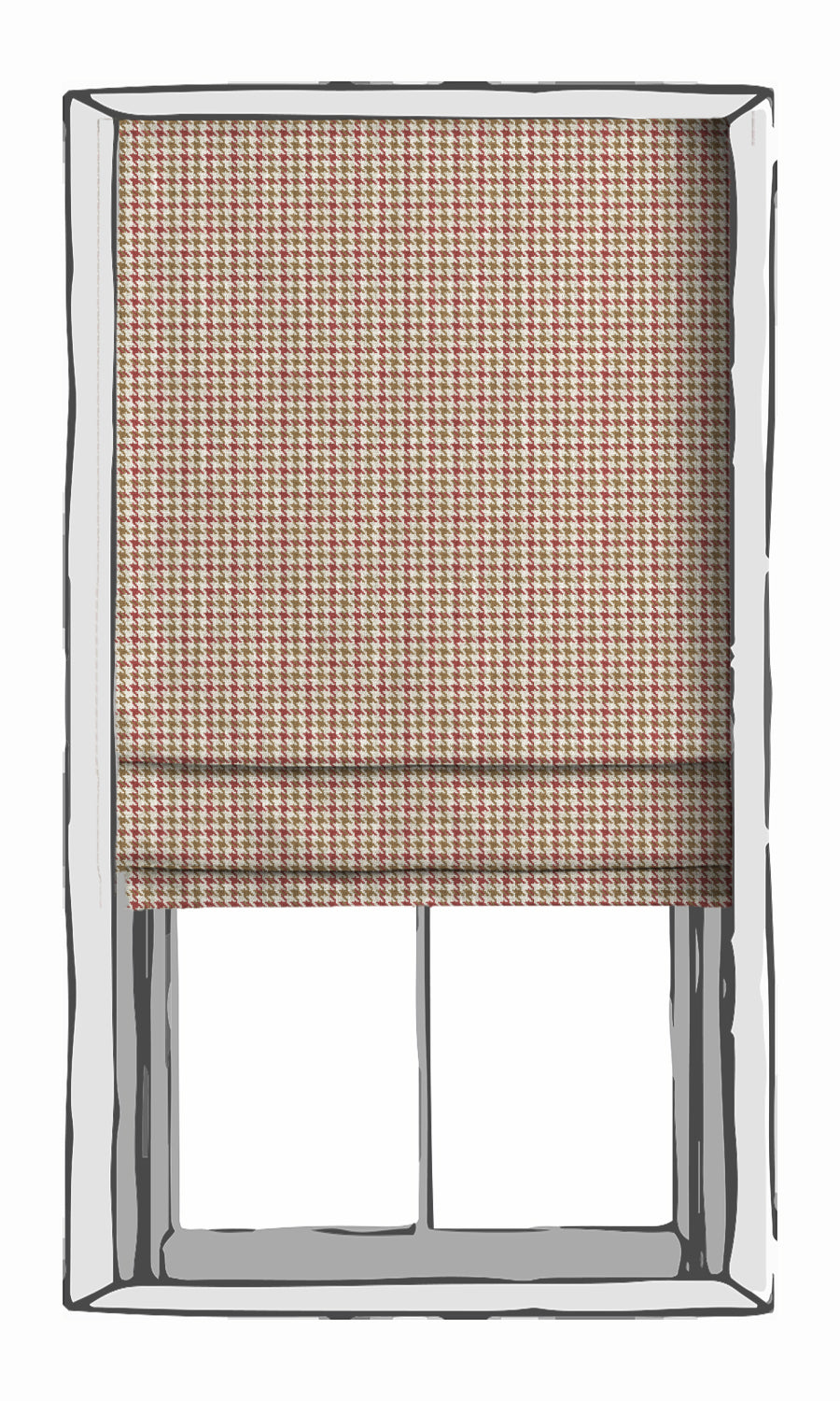 Houndstooth Patterned Window Treatments Fabric By the Metre (Red & Brown)