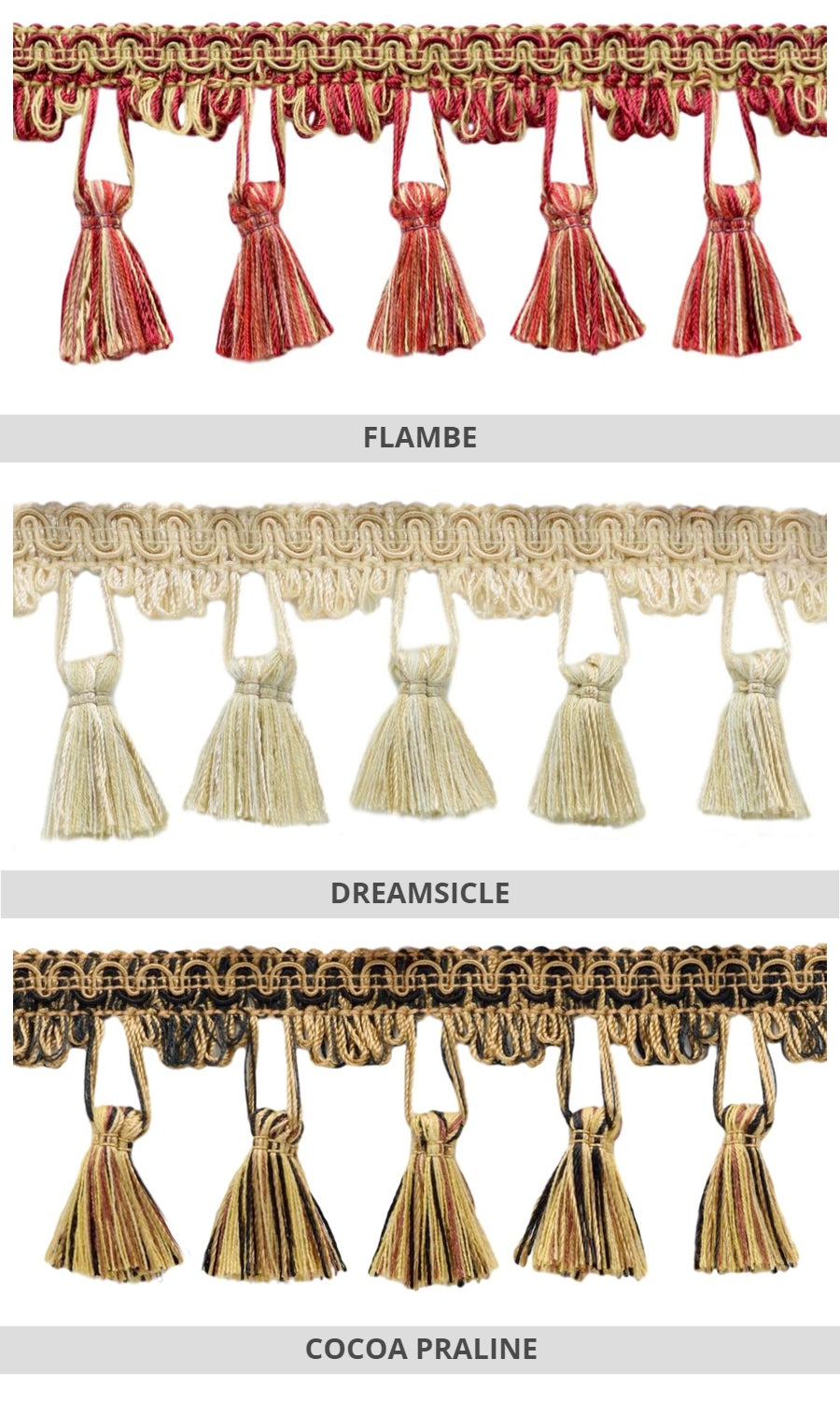 Trims and tassels for window treatments