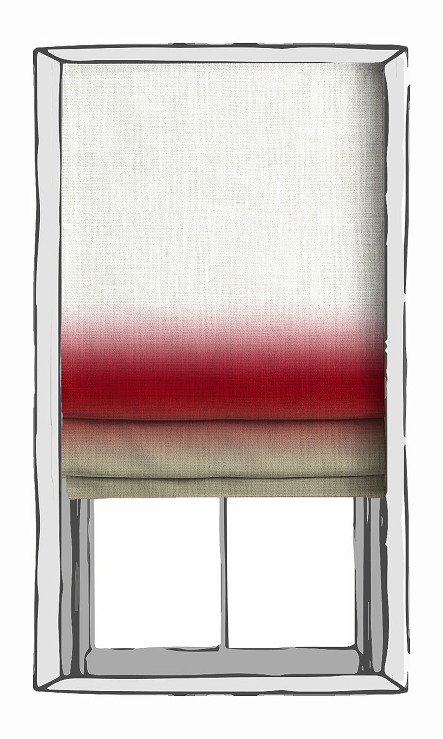 3-Tone Ombre Window Treatments Fabric Sample (Red/ Stone Grey)