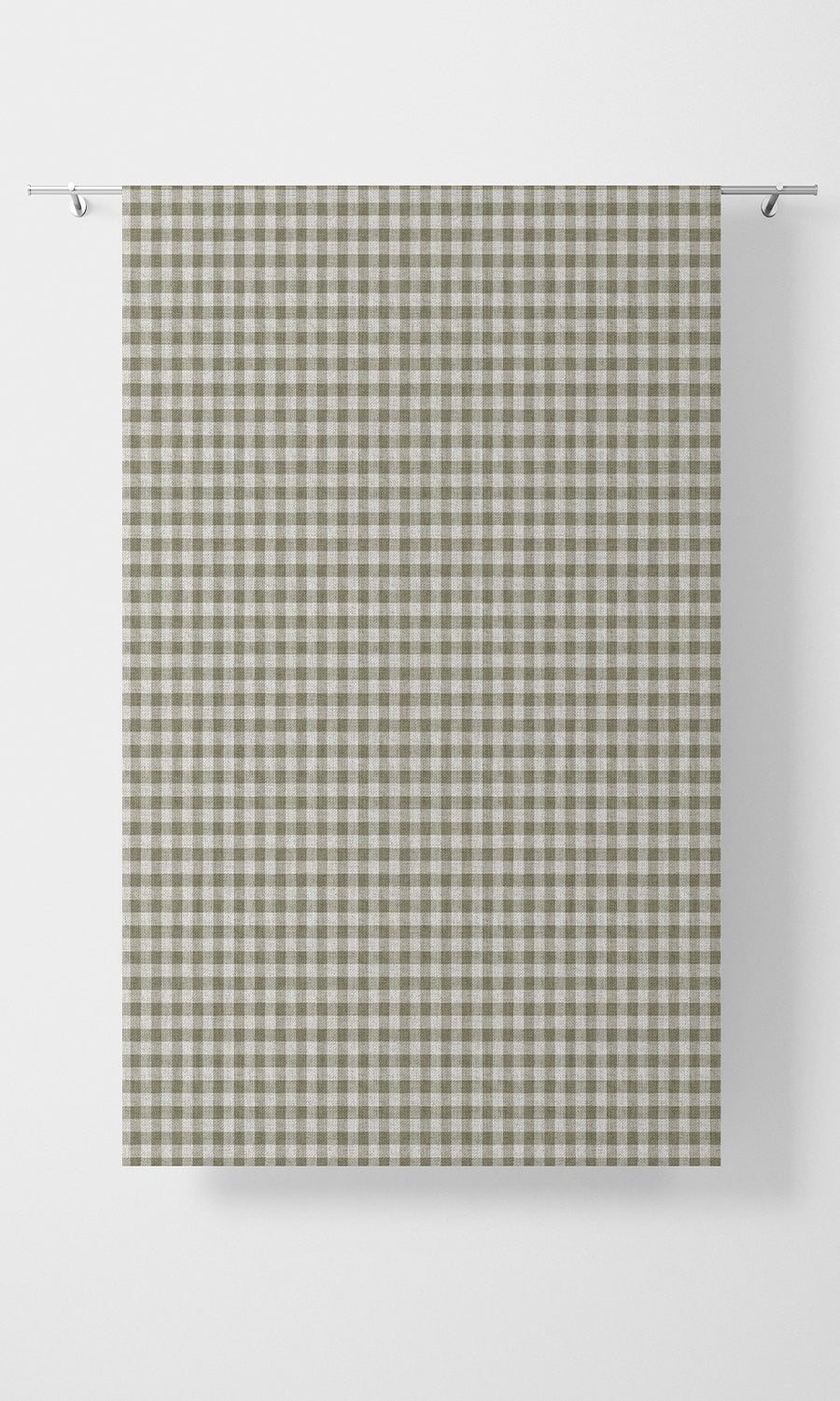Check Patterned Home Textile Fabric Material Sample (Green/ White)