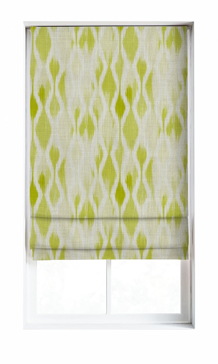 Ikat-Style Window Treatments Fabric Sample (White/ Pear Green)