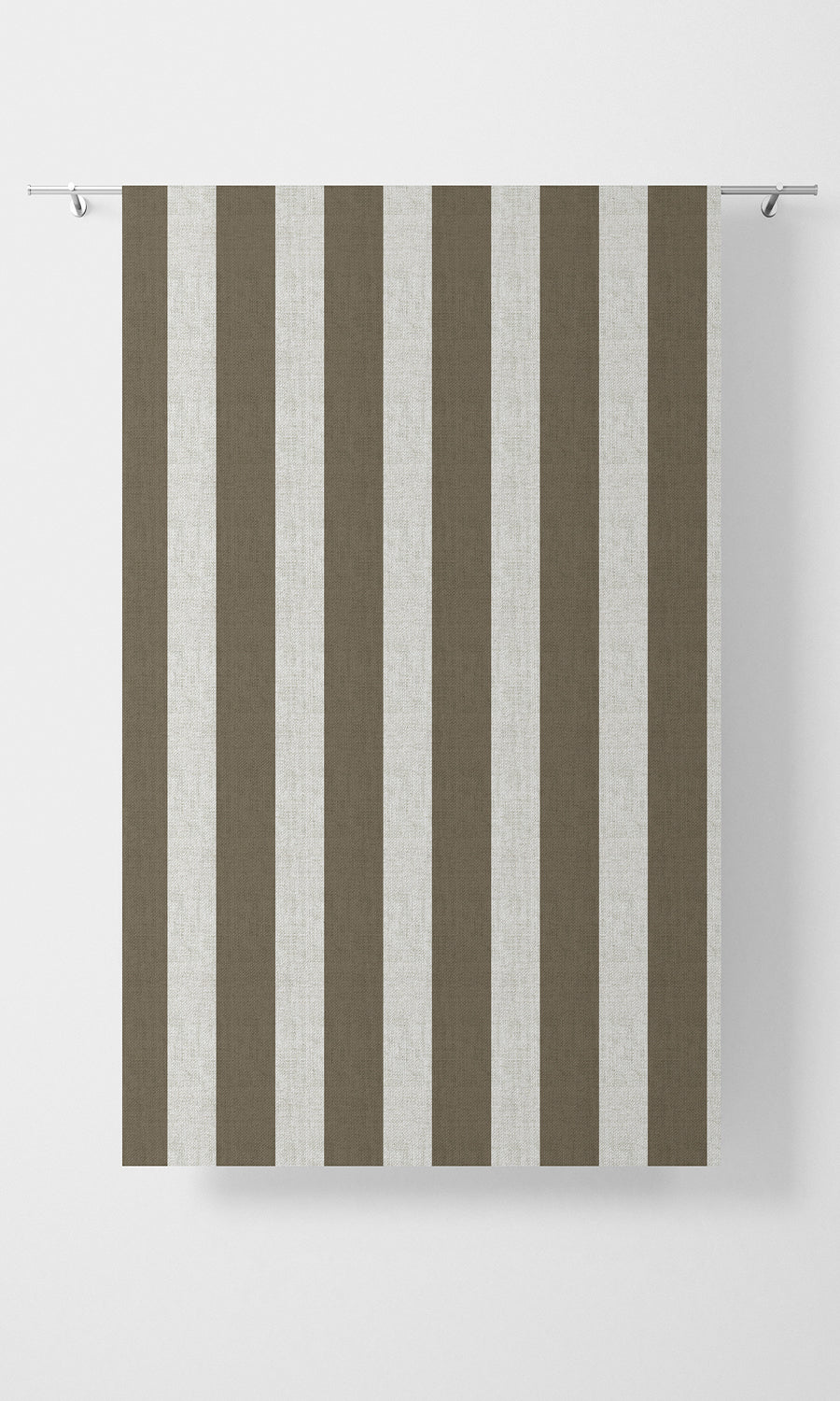 Striped Print Home Textile Fabric Material Sample (Mocha Brown/ White)