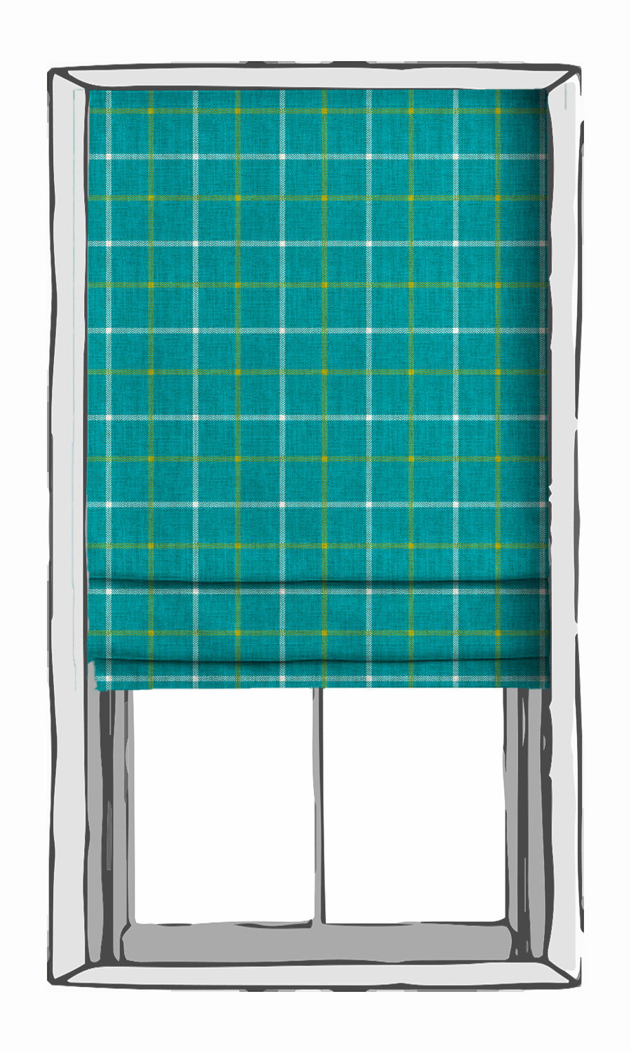 Modern Check Print Window Treatments Fabric Sample (Turquoise Blue)