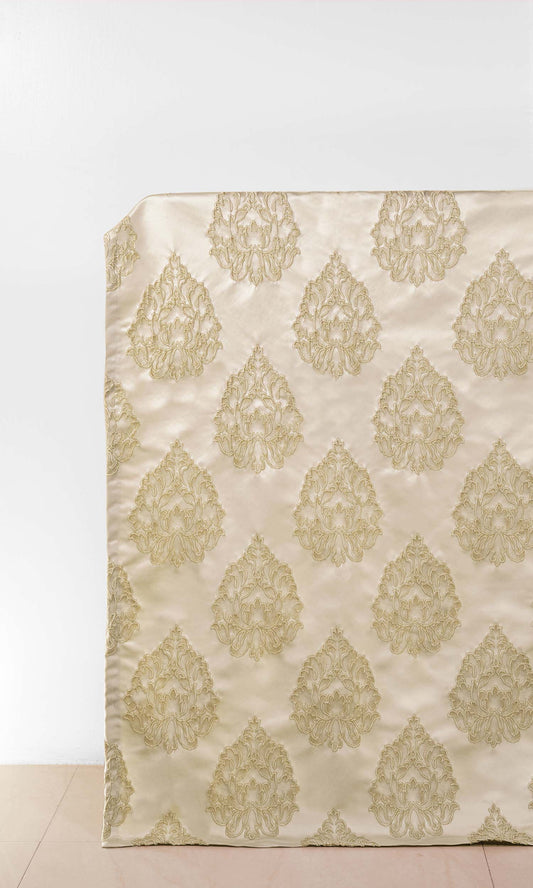 Damask Textured Home Décor Fabric By the Metre (Off White)