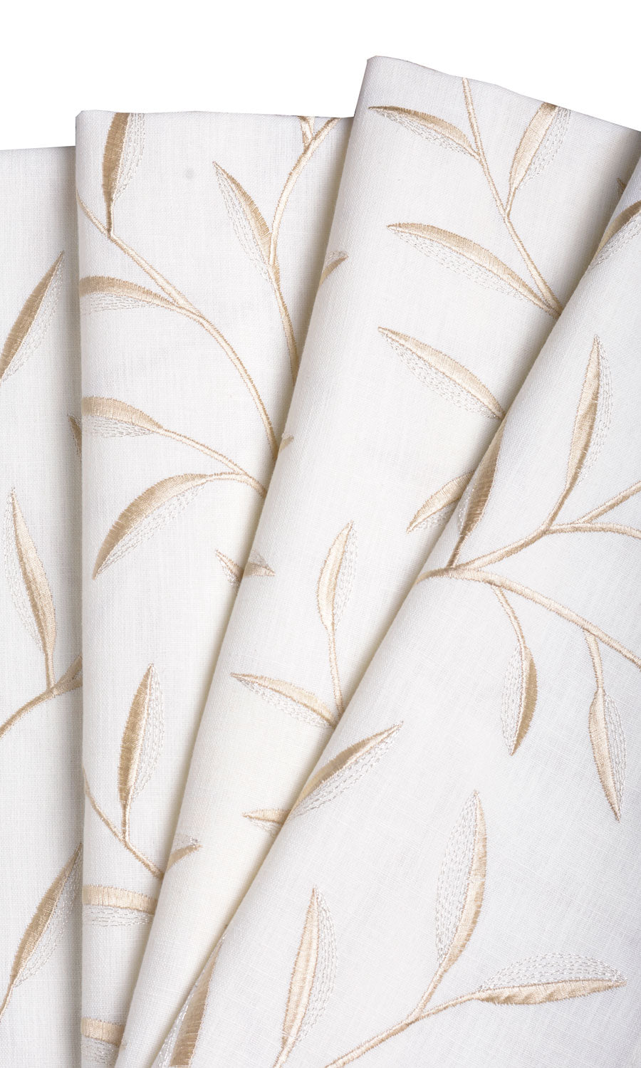 Floral Embroidery Free Fabric Material Sample (White/ Cream)