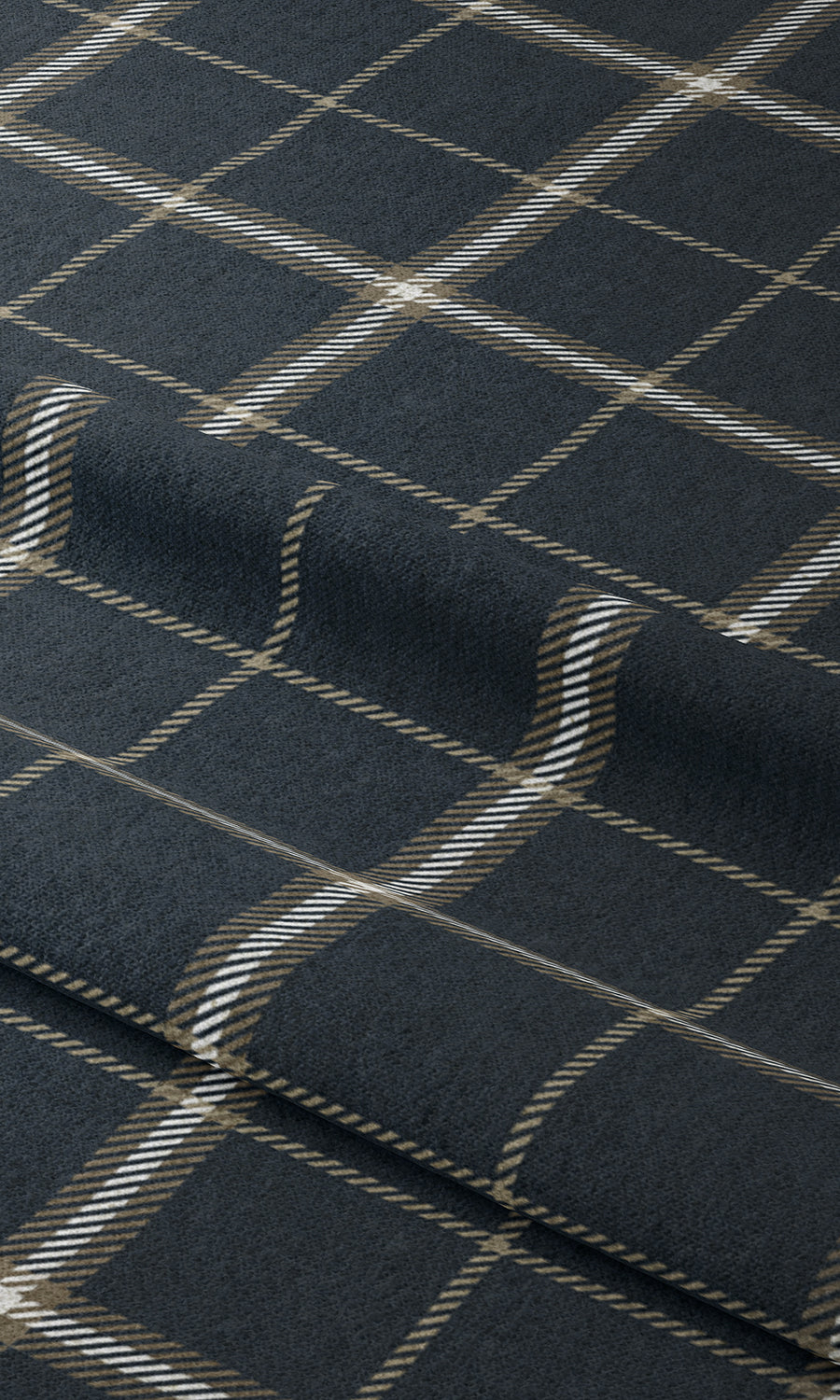Checkered Roman Shades (Navy Blue/ Brown) for Living, Bedroom, Kitchen, Bathroom