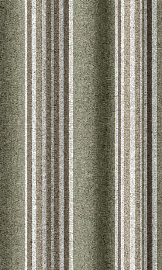 Striped Print Home Décor Fabric By the Metre (Olive Green/ Browns)