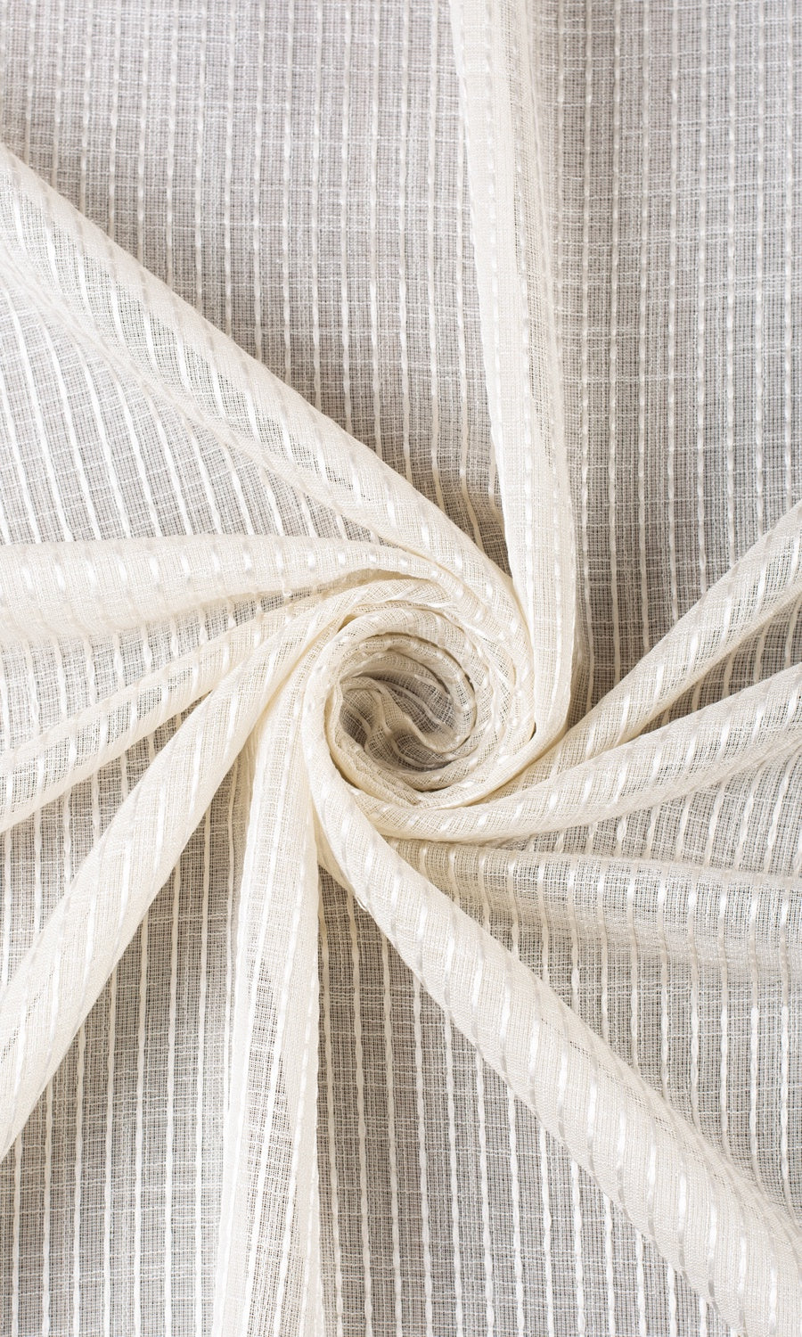 Embroidered Striped Sheer Shades (Creamy Beige) Extra Long Short Wide