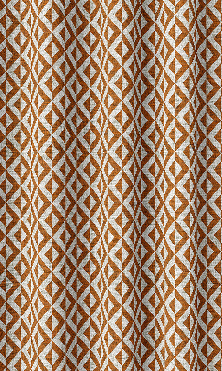 Geometric Print Home Décor Fabric Sample (Orange/ White)