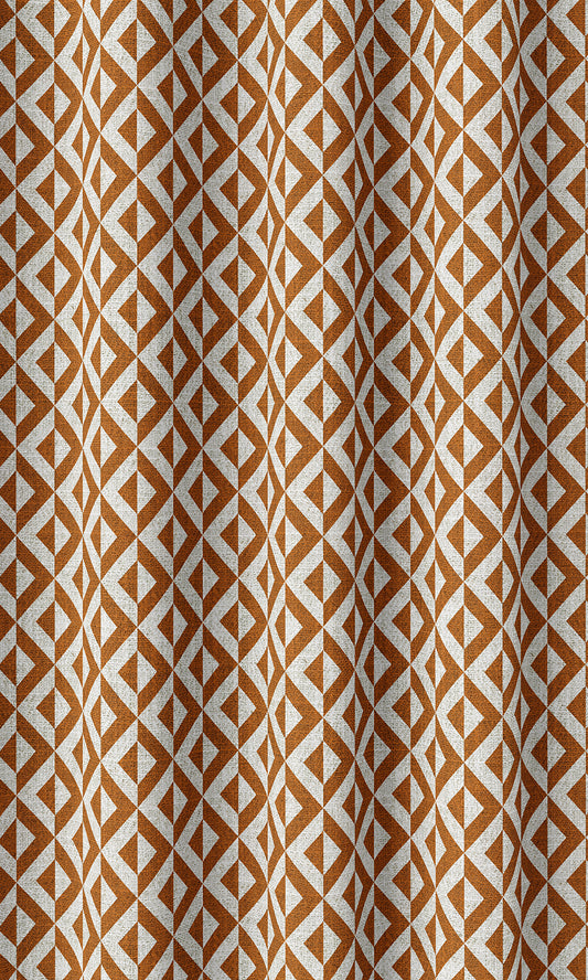 Geometric Print Home Décor Fabric Sample (Orange/ White)