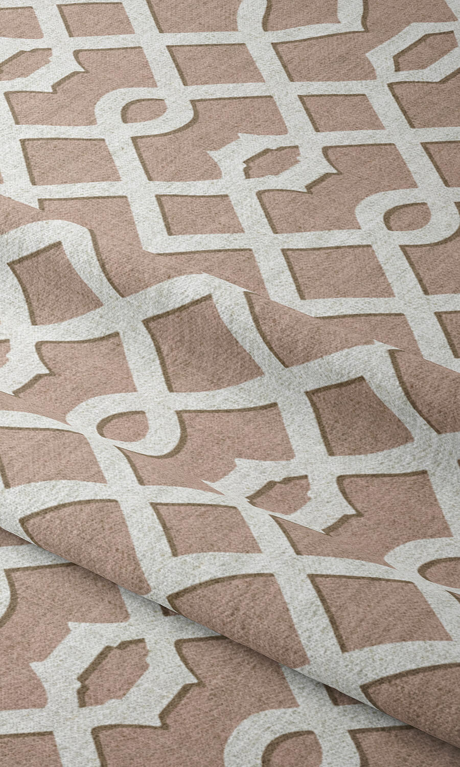 Trellis Patterned Free Fabric Material Sample (Soft Pink/ White)
